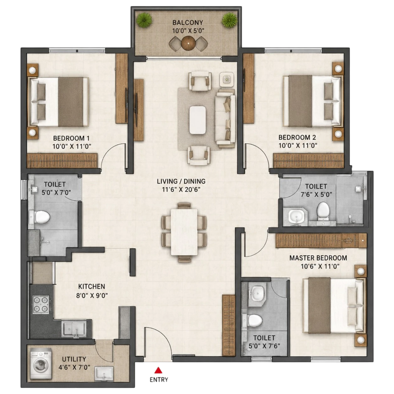 3 BHK Smart Layout